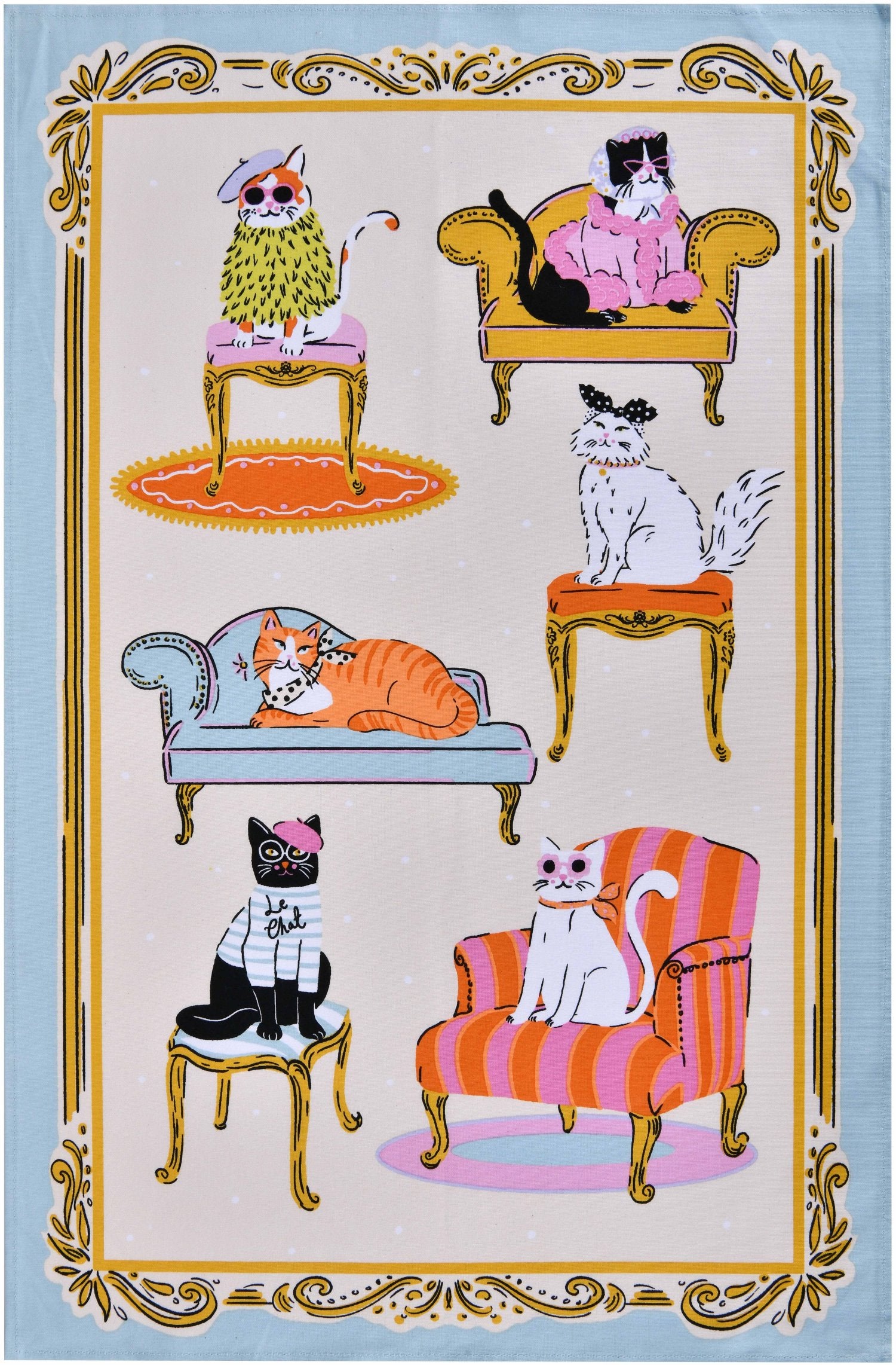 Ulster Weavers "Cool Cats", Printed cotton tea towel.