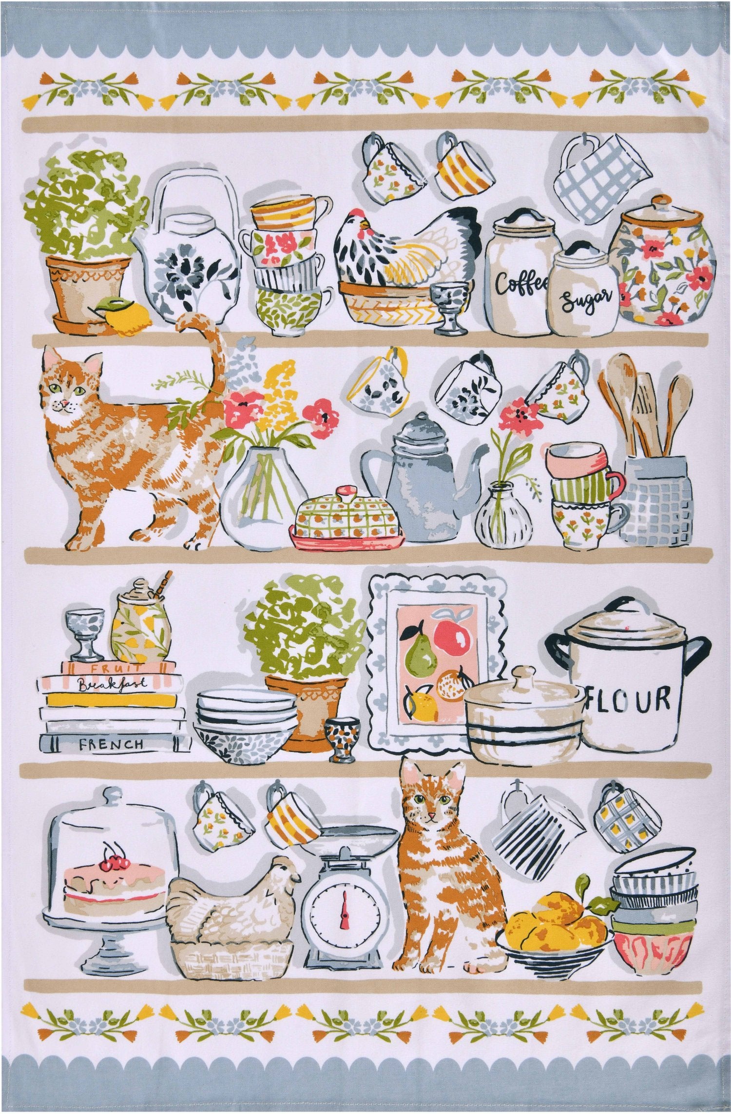 Ulster Weavers "Pantry Cats", Printed cotton tea towel.