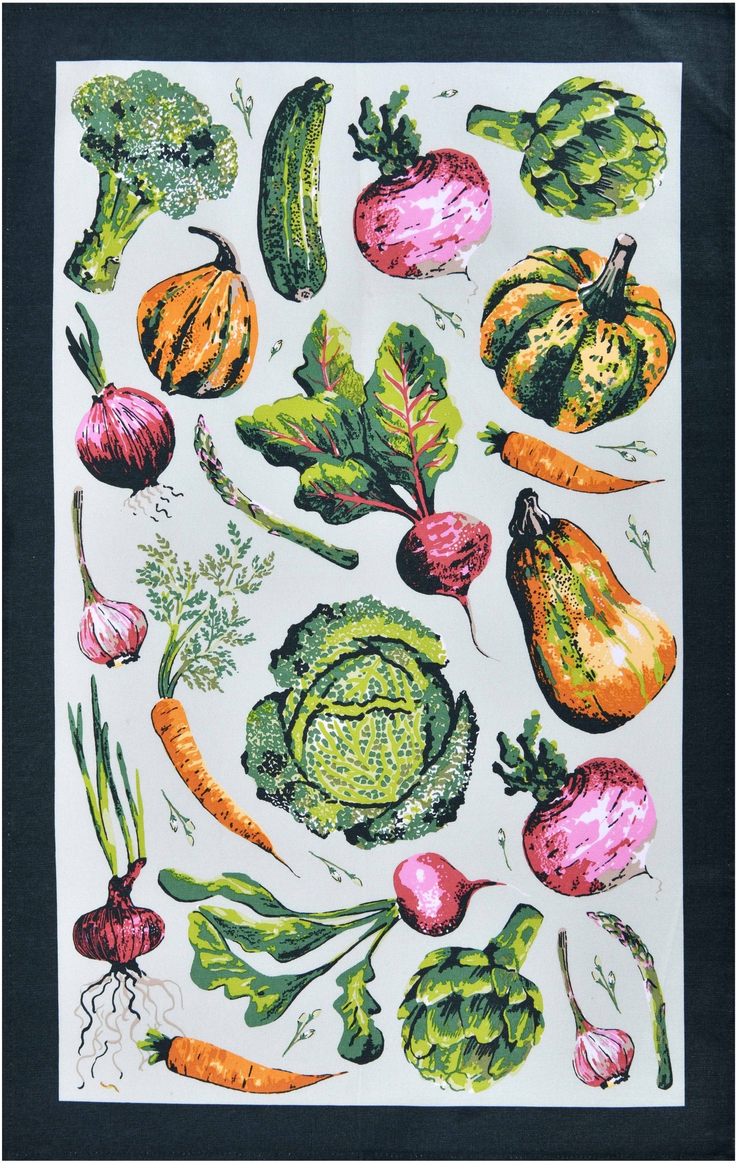 Ulster Weavers "Vegetable Melody", Printed cotton tea towel.