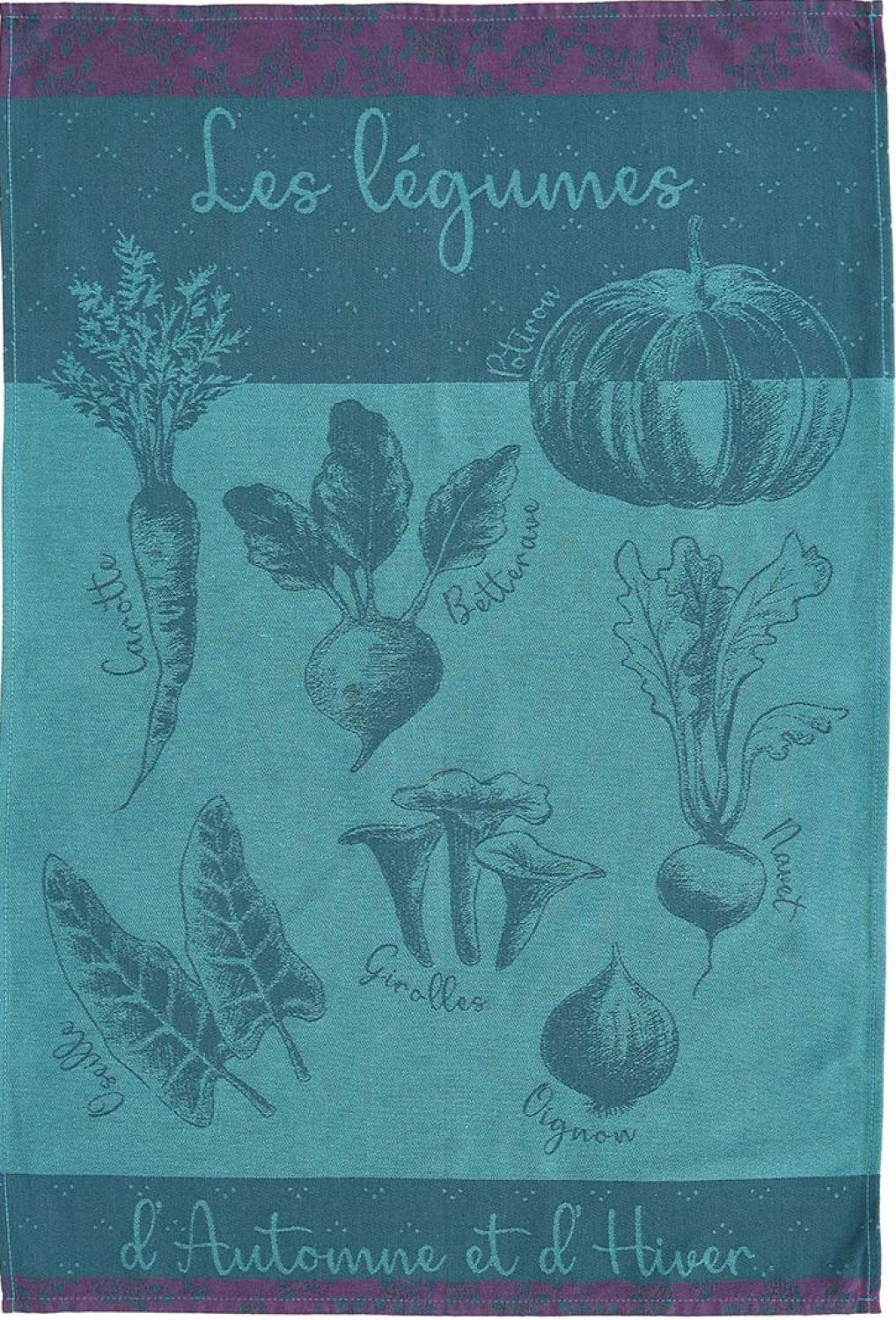 Coucke "Potager d’Hiver", Woven cotton tea towel. Designed in France.