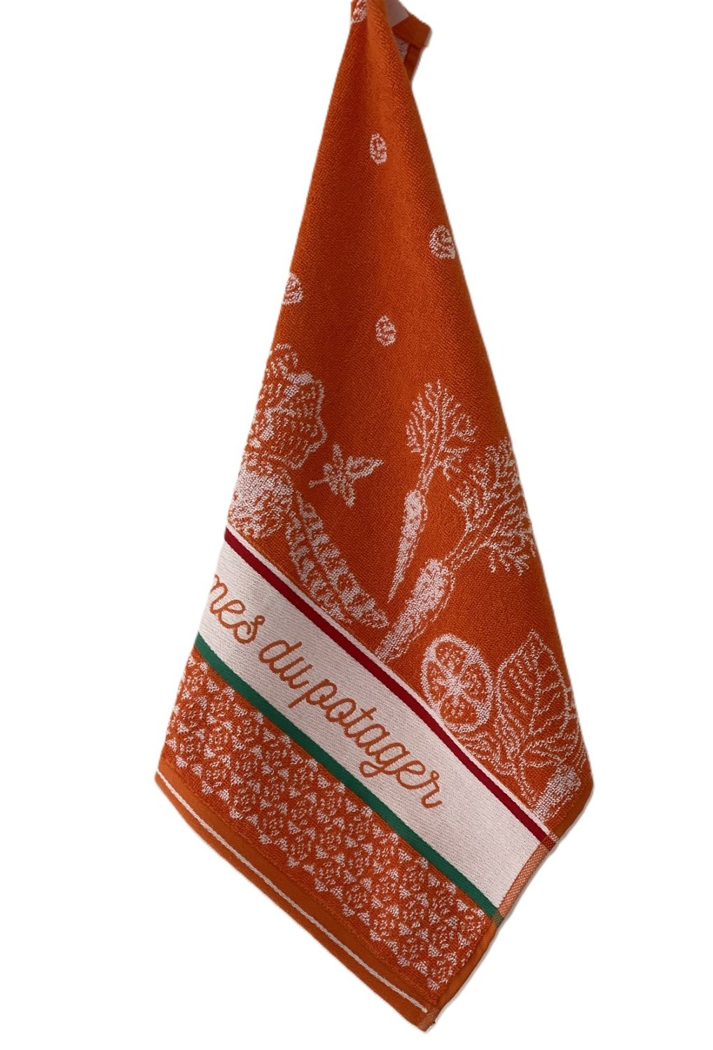 Coucke "Legumes du Potager", Cotton terry hand towel. Designed in France.