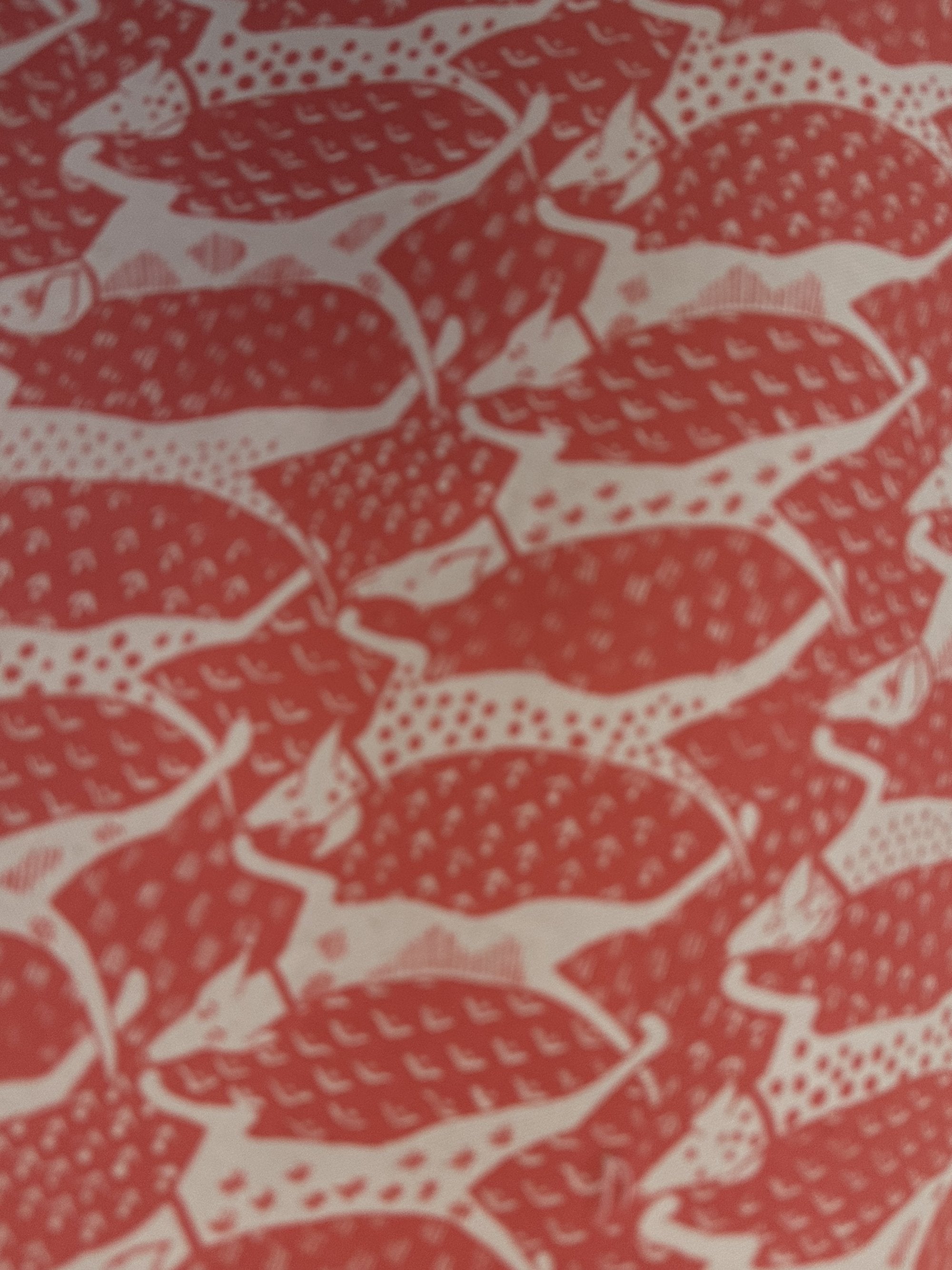 Cambridge Imprint "Dogs Coral", Pure cotton tea towel. Printed in the UK.