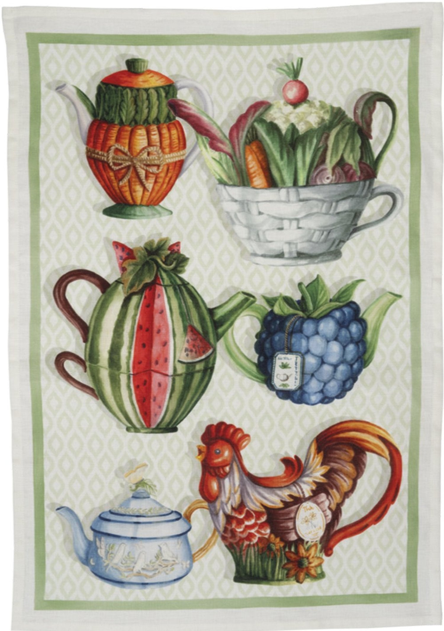 Tessitura Toscana Telerie, “Teabreak Green”, Pure linen printed tea towel.