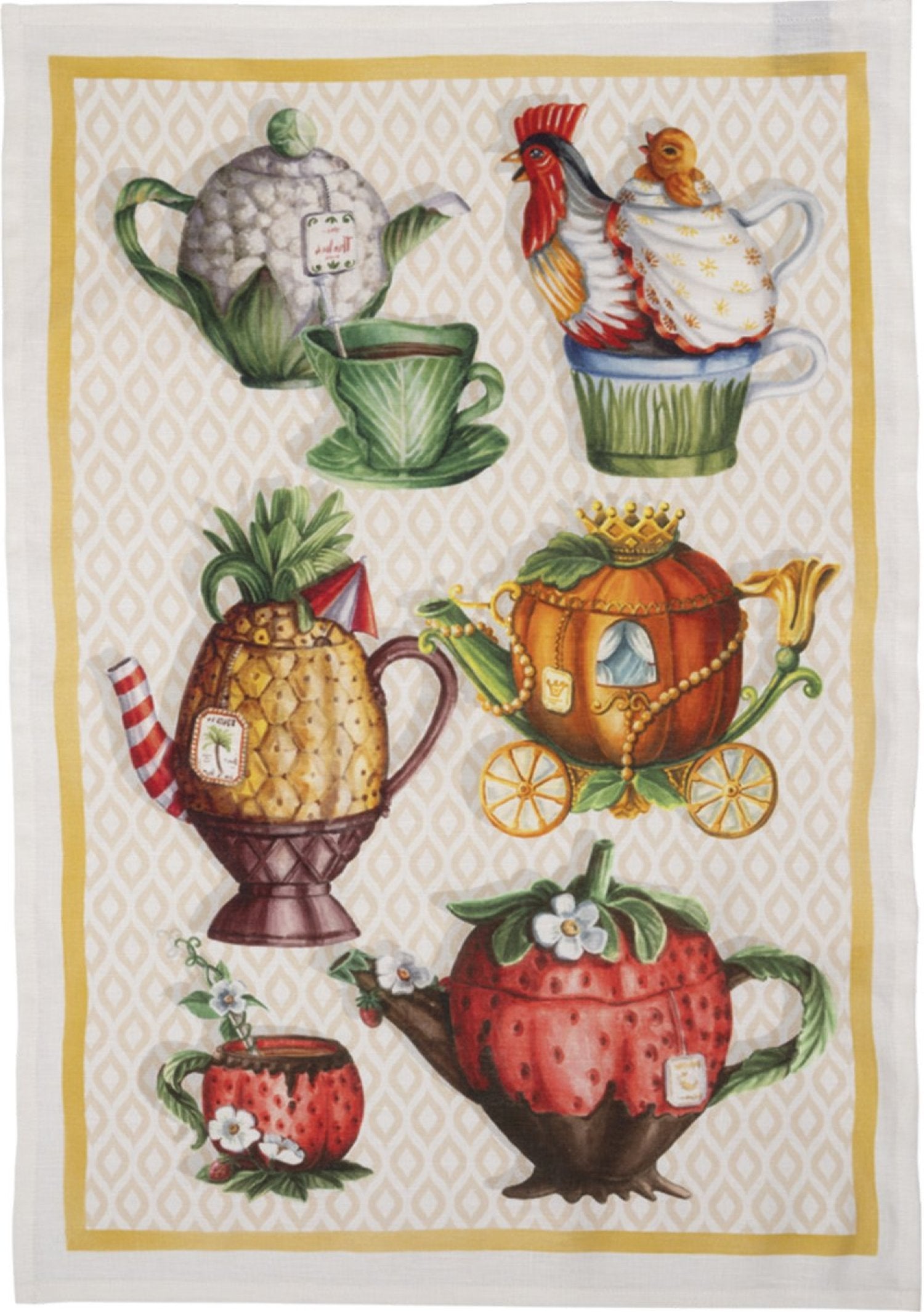 Tessitura Toscana Telerie, “Teabreak Yellow”, Pure linen printed tea towel.