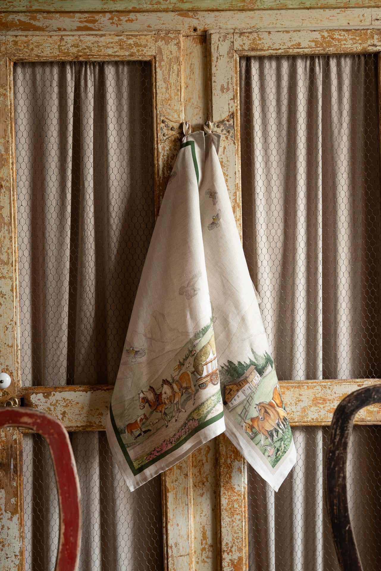 Tessitura Toscana Telerie, “Maso Corda”, Pure linen printed tea towel.