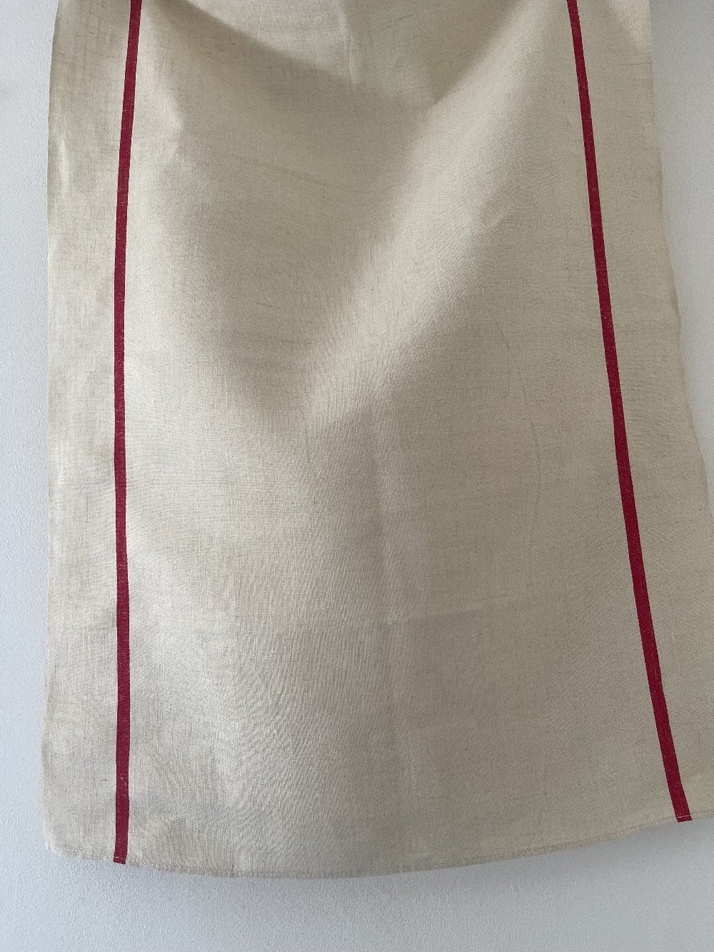 French Tea Towel, “French Vintage Natural & Red” Woven linen tea towel. Made in France.